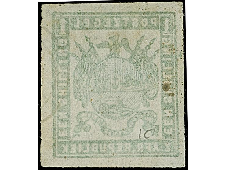 1876/77, Typographed by J.F. Celliers on behalf of the Stamp Commission, Pretoria 1 s. yellow-green on coarse soft white pape