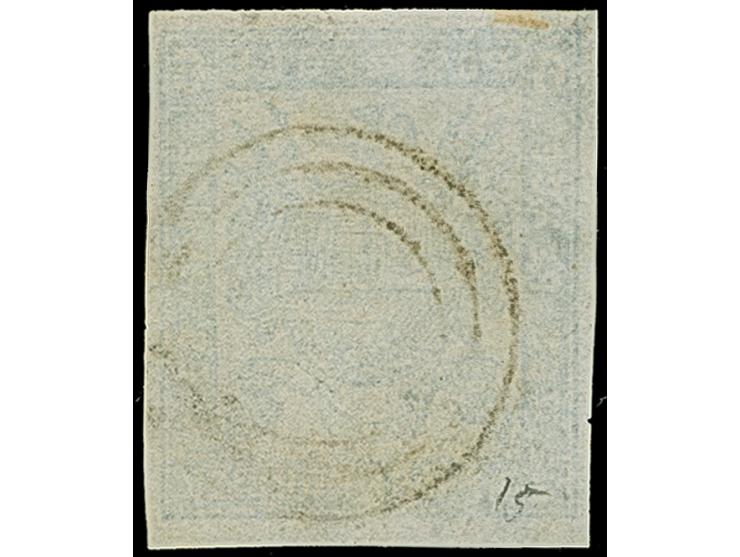 1869, Printed by Adolf Otto, Gustrow, Mecklenburg-Schwerin 6 d. pale ultramarine, thin paper, imperf, well margins, clear and