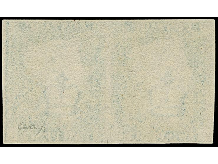 1840, QV 2d. blue, plate 2, horizontal pair, lettered CK-CL, four good margins, cancelled with Maltese Cross in black, a very