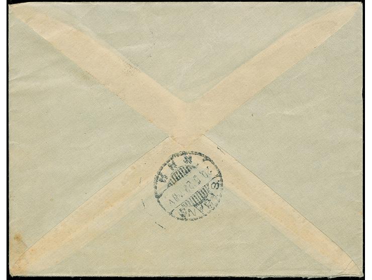 1922, Koninklijke Paketvaart Maatschappij  S.S. CAMPHUIJS violet ship mark on envelope bearing 20 c. / 22½ c. orange from Wel