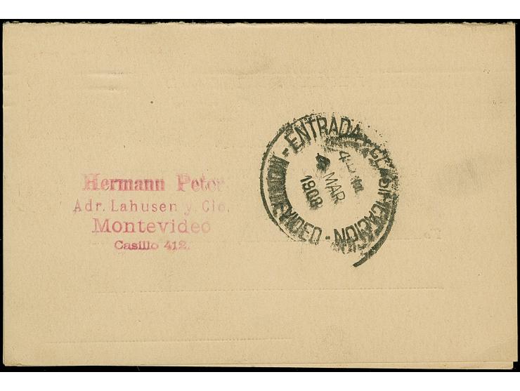 1908, 1 d. + 1 d. red-brown postal stationery complete answering card used uprated with ½ blueish-green, machine cancel SYDNE