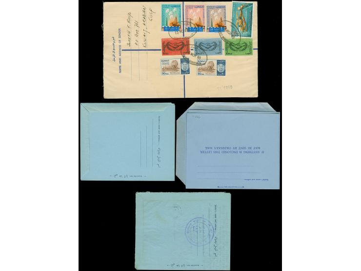 1965, Postal stationery registered envelope, stamp black overprinted and with additional stamps on reverse sent registerd exp