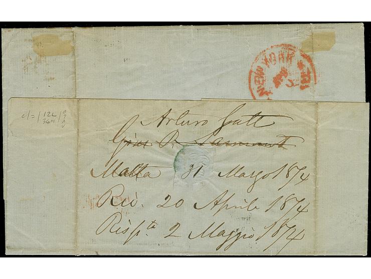 1874, Great Britain 4 d. vermilion (Pl. 13) and 6 P. buff (Pl. 12, two toned perfs) tied to folded envelope with full content