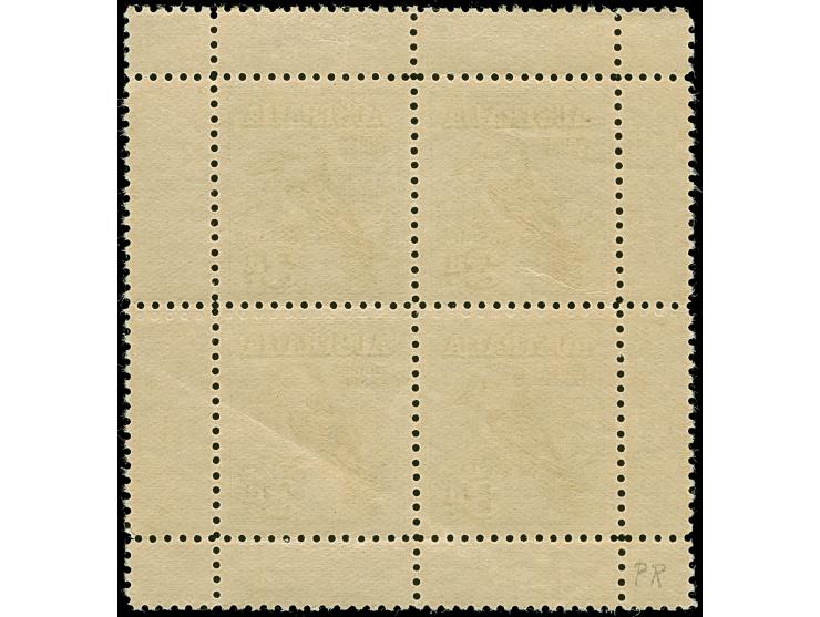 1928, Fourth National Stamp Exhibition 3 d. blue "Kookaburra" sheetlet of four, variety ‘unsuccesfull horizontal double perfo