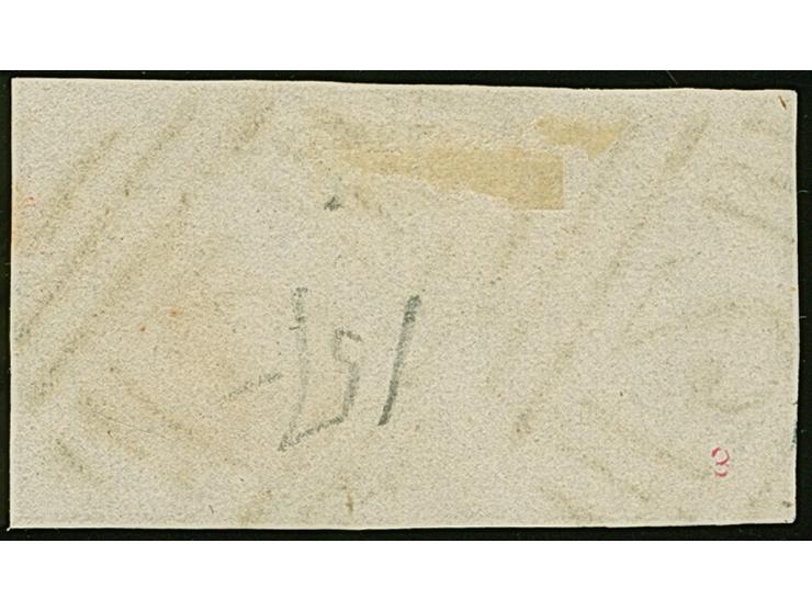 1857, 2 d. gray lilac, horizontal pair, clear cancelled "2" (Geelong), margins good at right and left, closed at top and bott