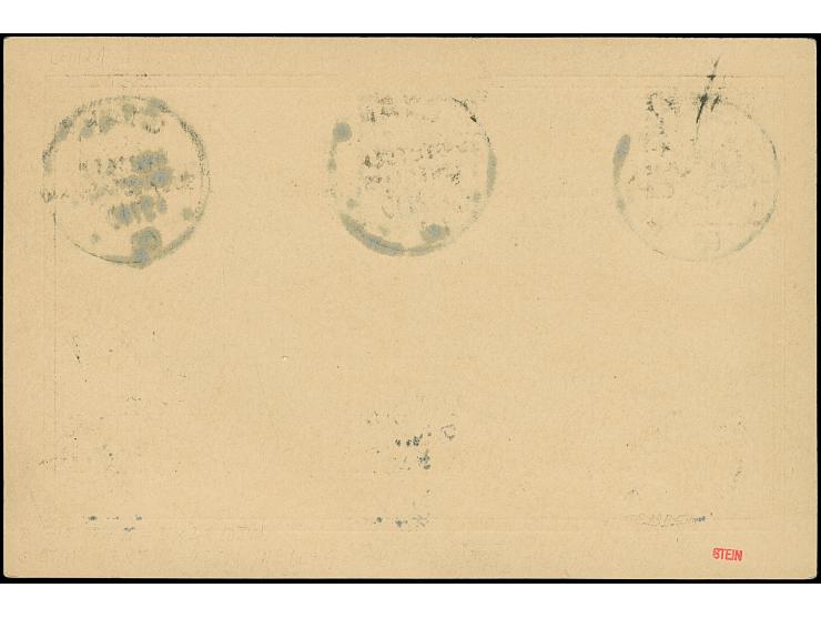 1900, Ganzsache 10 Pf. mit Zusatzfrankatur 3 Pf und 20 Pf als R-Karte mit Stempel Otavi 12.10.00 (3 Abschläge) innerhalb der 