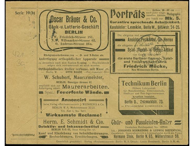 Reklameumschlag Germania 10 Pfg.,als Ortsbrief von “BERLIN 13.3.02”  (Frech/Mette/Werner PAU2B1/06)