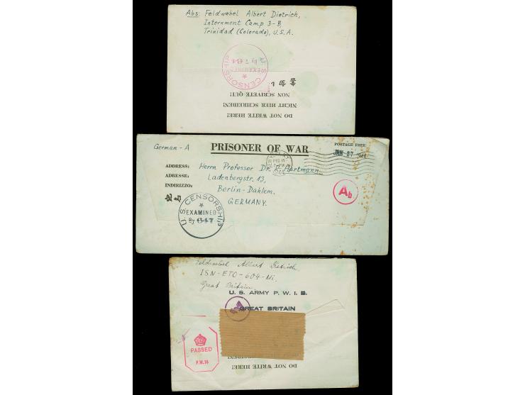 1943/44, Two Prisoner of War letters from a German Officer at the "Trinidad-Colorado" POW Camp, passed by both U.S. and Germa