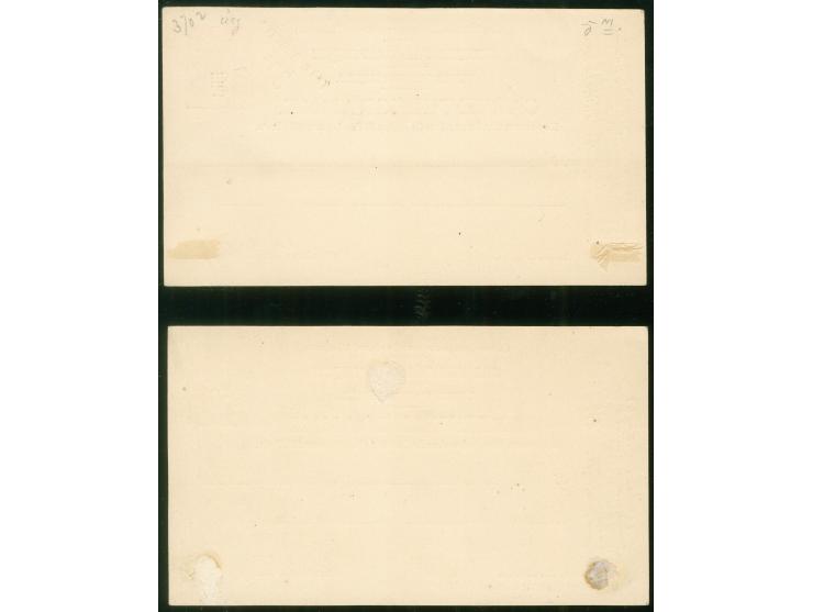 1879, ‘Carte-Telegramme Tubes Pneumatiques’ first issue two postal stationery cards, one overprinted 30 c. on 50 c., both unu