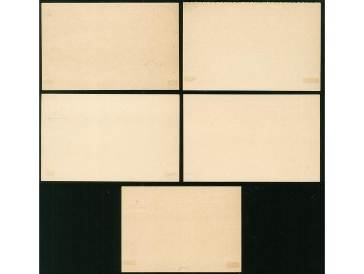 1888-92, QV set of 5 postal stationery cards, including one answering card, all unused, tiny paper adhesives on reverse, othe
