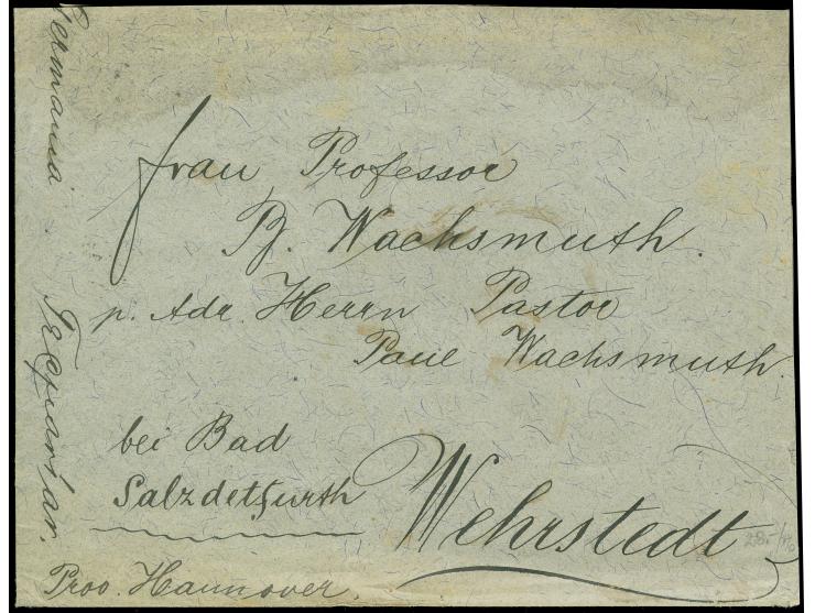 1897, Olympics 1896 chariot 25 l. orange vertical pair tied to reverse of envelope by "Patras 18/Sept” cds., sent to Germany 