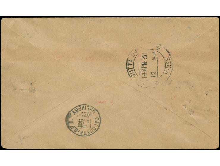 1931, Cover flown at leg Allahabad to Calcutta at "First Experimental Flight / By Imperial Airways England-Australia via Indi