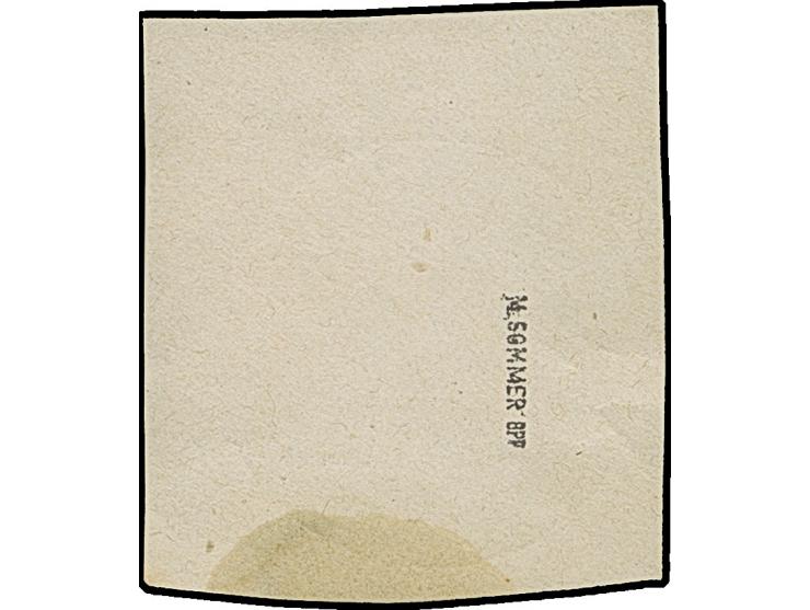 3 Kr. karmin mit blauem, badischen Agentur-Stempel “GUETENBACH 3.12.72” auf Briefstück. Die farbfrische Marke ist erkennbar g