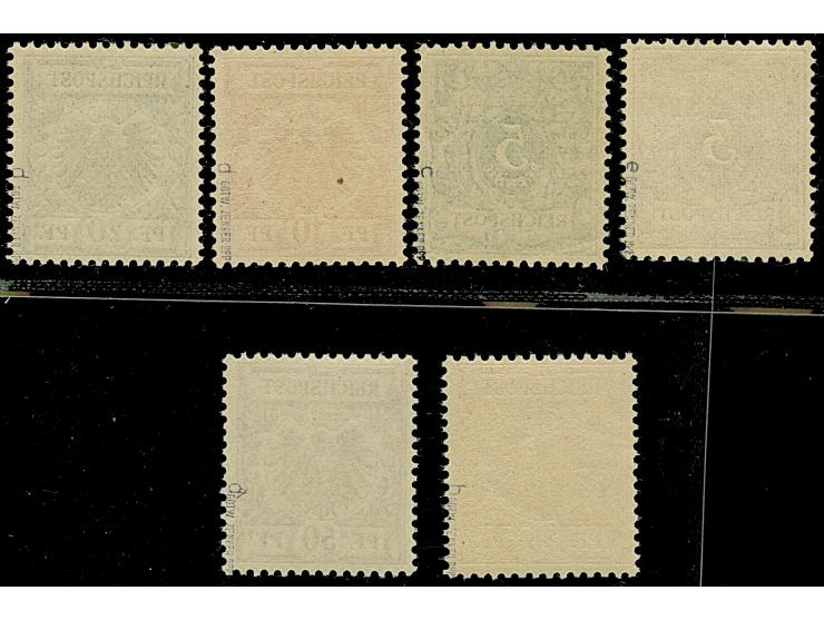 1890, Krone/Adler 3-50 Pfg. kpl. postfrisch, in einwandfreier Erhaltung, sign. Zenker BPP