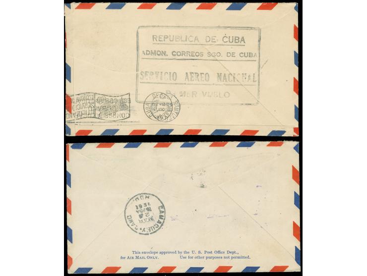 1930/31: Two internal first flight covers from Havana to Camaguey Puerto Rico, respectively from Velazco to Havana on Oct 29/