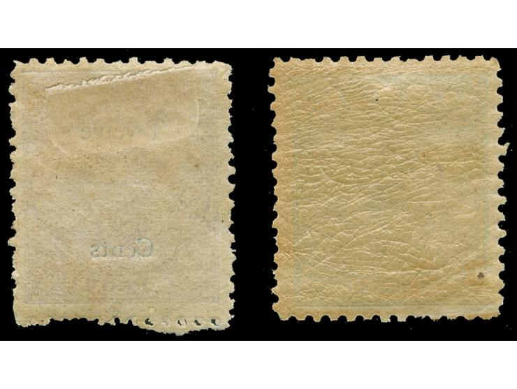 1871/72, 3 d. pale yellow-green and ‘Twelfe Cents’ on 6 d. carmine-rose, good perforationes, unused pair, fine.