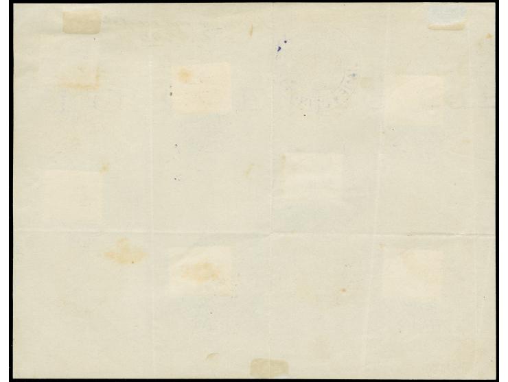 1921, “Rodi” overprinted seven values up to 50 c. dull violet on sheet, all tied by violet coat of arms in circle ‘CASTELLORI