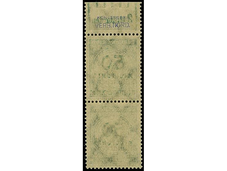 10 Mrd. auf 50 Mio. M. schwarzopalgrün, senkrechtes Oberrandpaar (OPD Königsberg) mit Walzenkonfiguration -/1'5'1, postfrisch