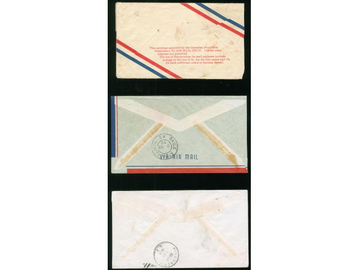 1930/39, Five air mail covers including first flights 1939 Shediac-Foynes (to India with arrival mark), Montreal-Foynes, Mont