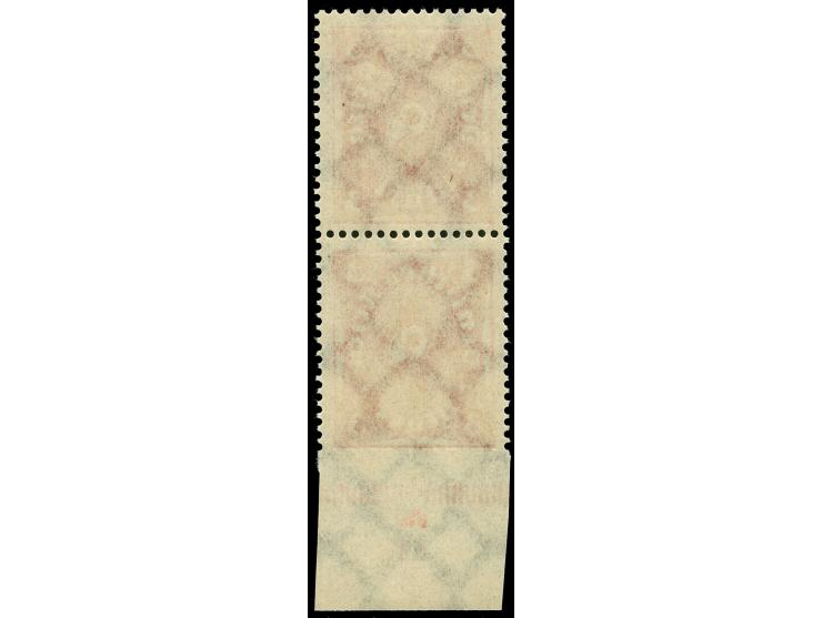 1922, Posthorn 3 M., senkrechtes Paar vom unteren Bogenrand, unten ungezähnt, postfrisch, einwandfrei. Unsigniert, Fotobefund