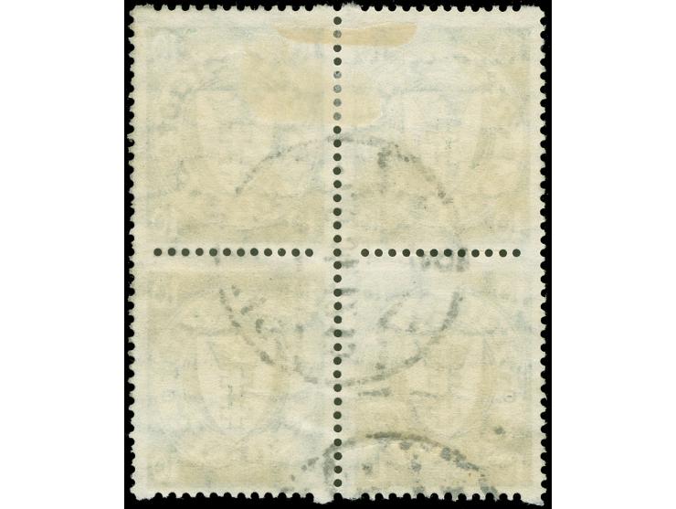 1924, Staatswappen 10 Pfg. mit Rollenzähnung, sauber gestempelter Viererblock, Kurzbefund Dr. Oechsner BPP (Mi.700,-+)