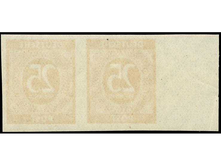 1946, Ziffern 25 Pfennig ungezähnt, waagerechtes Paar vom linken Bogenrand, postfrisch, einwandfrei. Fotobefund H.-D. Schlege