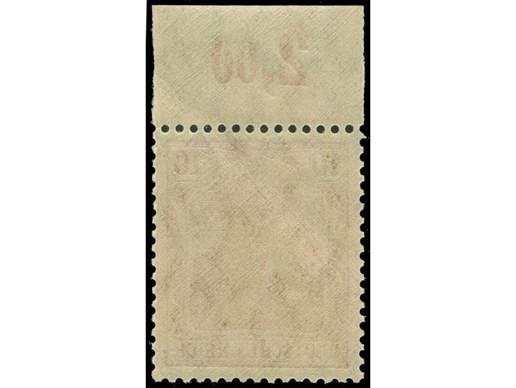 1905/13, Friedensdruck 10 Pfg. dunkelrosarot, postfrisches Oberrandstück, postfrisch, einwandfrei. Unsigniert, Fotoattest Jäs