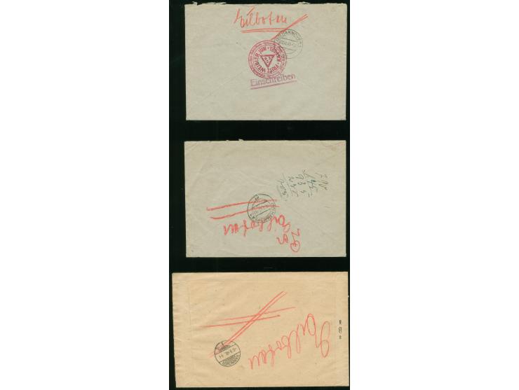 1947/48, drei Expressbriefe, dabei Einschreiben, je von Kassel nach Hannover, meist sauber erhalten.