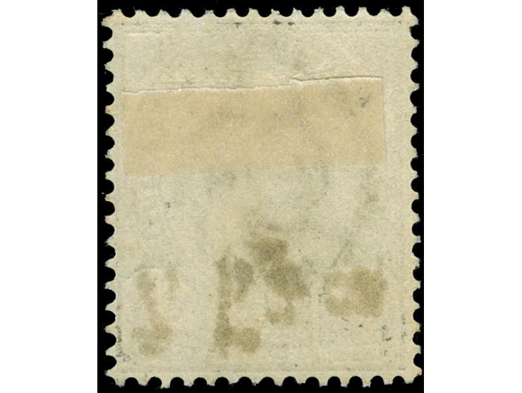 1891, 2 a. on 3 a. green and blue, thin "2" handstamp type 2 (6,0 mm high, no upstroke, subtype A) with "kiss" double print o