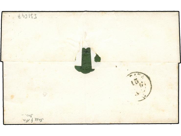 1860, 3 baj on brown, slightly touched on left with separation lines on three sides, tied by grid stamp to envelope from PIGL