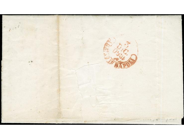 1860, 2 gr light rose, full margins tied to envelope from “AQUILA”, by rare Slavazzo stamp “ANNULLATO” (Type 32/R3), to Naple