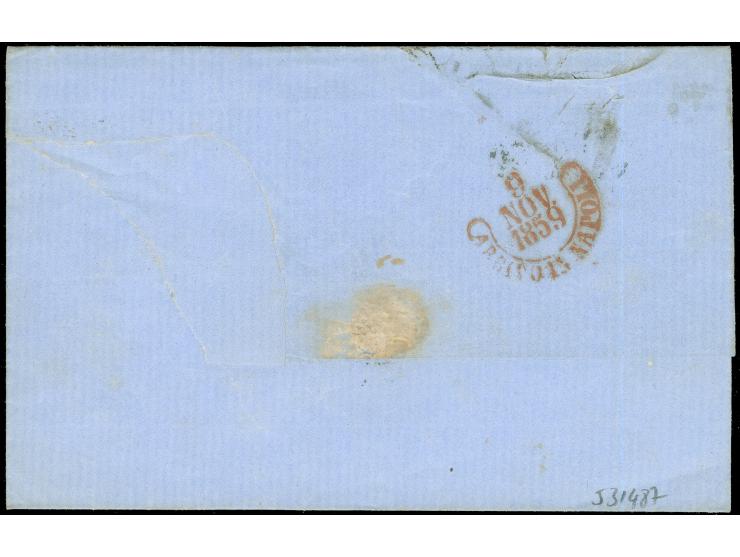 1859, 2 gr. lilac-rose, Type III, full to wide margins tied to folded letter with clear “ANNULLATO”, alongside “ROSSANO 4/NOV