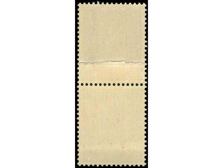 1941, Hitler 8 Pfg., senkrechtes Paar auf geklebter Papierbahn, postfrisch, obere Marke links leicht unregelmäßig gezähnt und