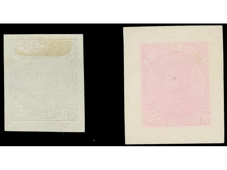 1892, King Malietoa 2½ d., die proof in black and issued color rose, ungummmed as issued, very fine and scarce