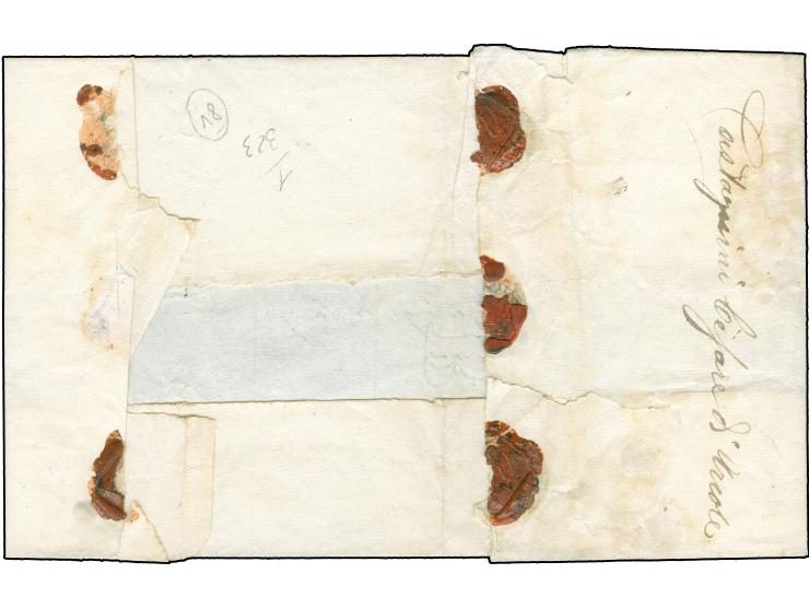 "S.BONIFACIO 15/11", EKr., auf 1861,10 Soldi, auf recommandierter Briefhülle, rückseitig frankiert mit gleicher Marke, entwer