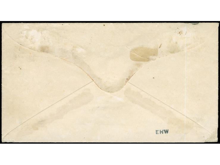 1863, 10 c. milky blue, "TEN" large even margins all around, tiny torn at left margin, lovely Milky Blue shade, tied by bold 