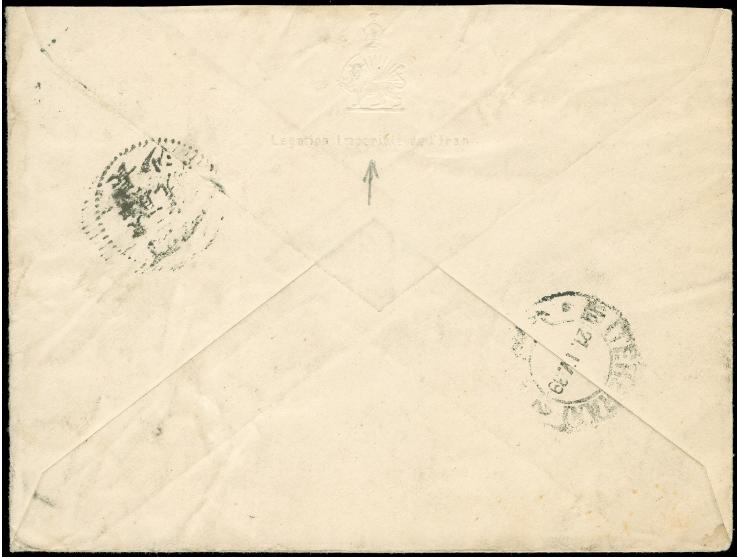 1933, Hindenburg 25 Pfg. mit WHW-Maschinenstempel "BERLIN SW11 20.10.38" auf Briefkuvert der iranischen Botschaft mit Leitver