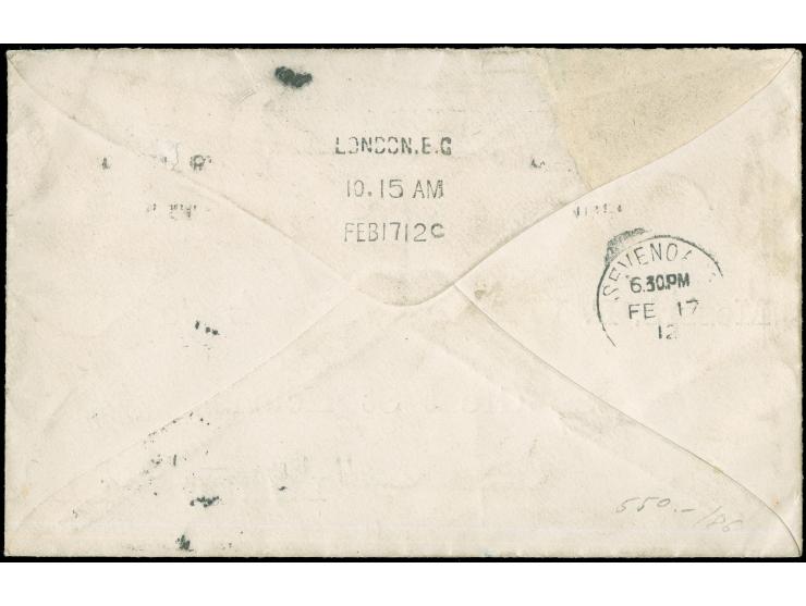 1912, Caledonian Railway Company 2 d. green with Edward 1 d. on cover to London and re-directed to Kent
