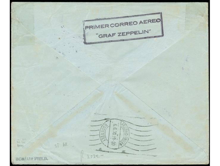 1930, Südamerikafahrt: Bolivien-Post: Brief mit Zeppelin 1,50 Bol. sowie den Sonderflugmarken 5 Cts. auf 10 C.-1 Bol., dabei 