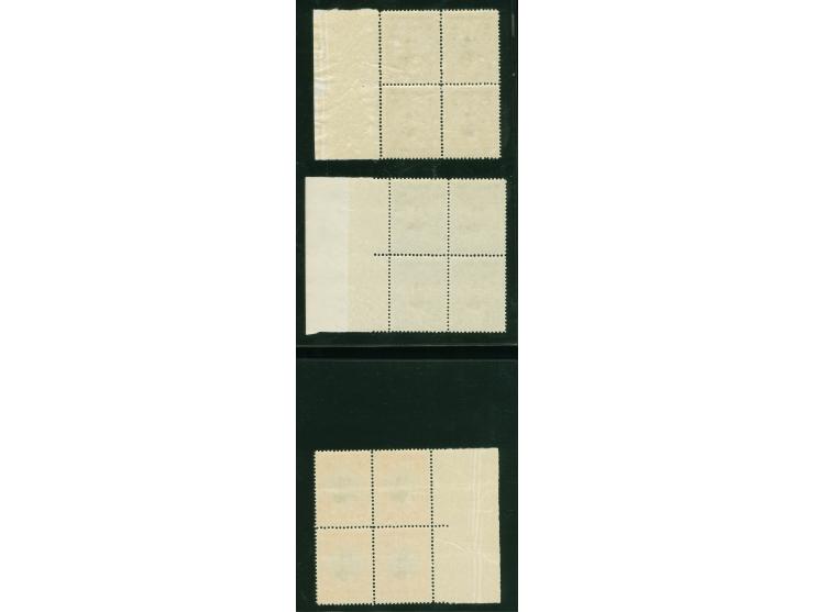 1924/25, Ahmed Shah 10-30 kr. in blocks of 4, mint never hinged