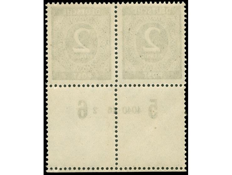 1946, Ziffern 2 Pfg., waagerechtes Unterrandpaar mit bedruckten Leerfeldern in Markengröße und HAN “4040.56”, postfrisch, ein