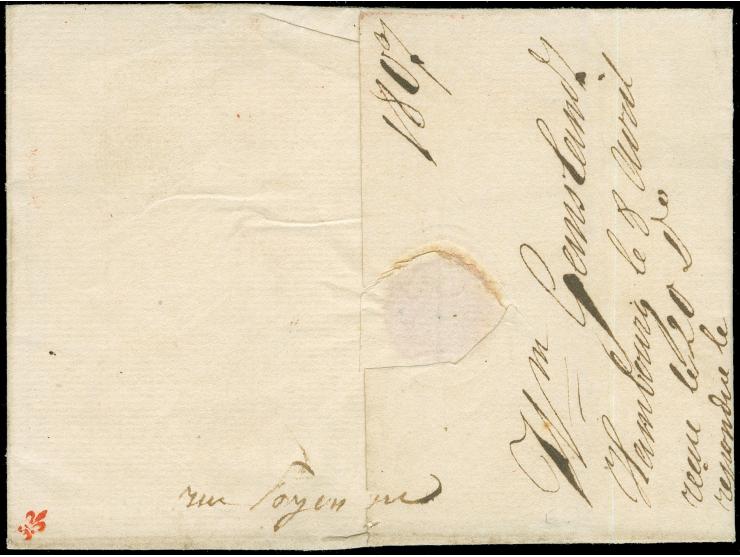 1807, HAMBOURG 4, B.G.D., großer roter L2 klar auf Kabinettbrief nach Bordeaux, tadellos. (Hb. 1349-20)
