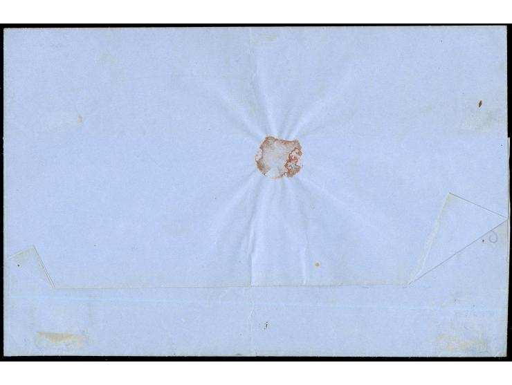 1863, Escuditos 5 c. rose-lilac, with accent, a fine example with good to large margins all round, used on 1863 cover to Sant