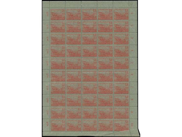 1946, Bodenreform 12 Pfg., im kpl. Bogen, dabei Feld 46 mit markanter Verzähnung durch Bogenumschlag, postfrisch, gute Erhalt