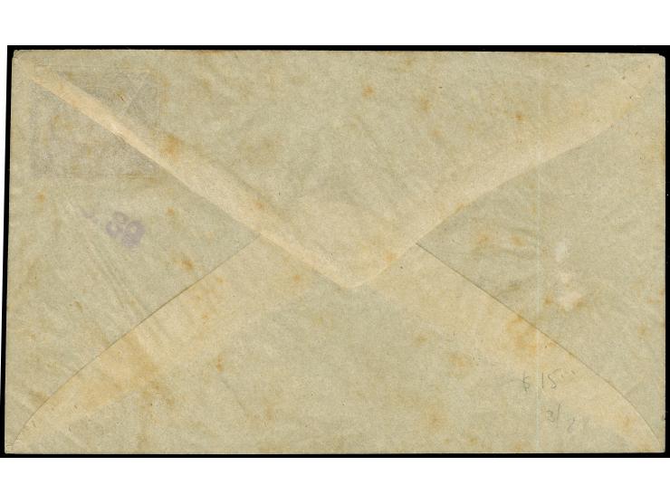 1871, Essay by V. Penasson for proposed 1 pi. red postal stationery envelope, on thin glassine paper, tiny spots and crease, 