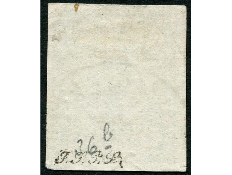 1874, Coat of Arms 4 c. blueish-green, good to wide margins, into left stamp at bottom left, fresh colour, clear part strike 
