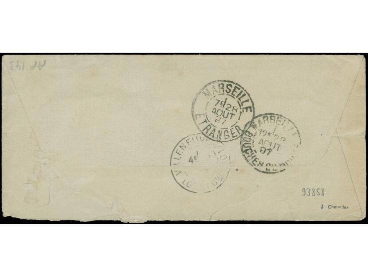 1897, Free of charge military envelope handstamped with "SITIA 20.Aout.97" cds, together with clean "8e Régiment d'Infanterie