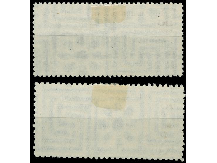 1933, Stamp Exhibition, red overprint on 15 k. brown and on 35 k. blue, both clear cancelled, fine.

