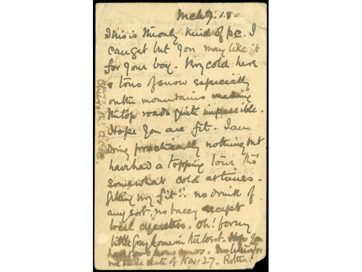 1918, Ahmad Shah 2 ch. red postal stationery card cancelled “RECHT (DEPART) 28 III 18” cds., addressed to Makina Mesopotamia,