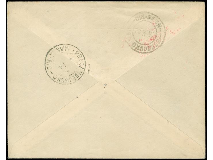 1932, 4. Südamerikafahrt, LUPOSTA-Sonderumschlag als Einschreiben ab Danzig 30.4. mit u.a. 2½ G Flugpost mit Abart OHNE UNTER